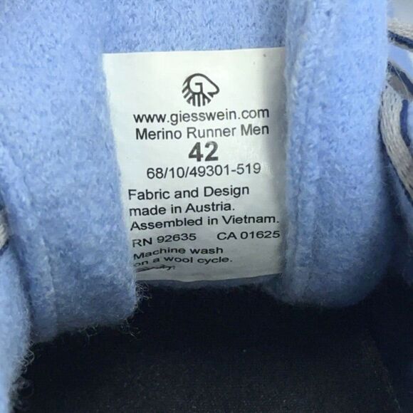 Giesswein Merino Runners Mens Size EU 42 US 9 Blue Lace Up Wool Sneakers Shoes